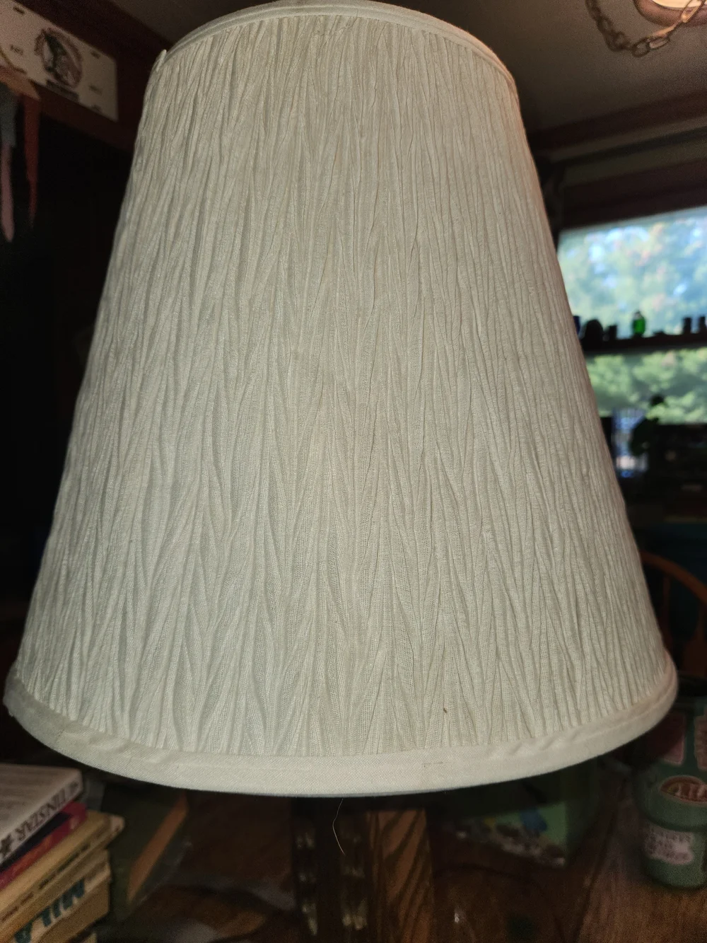 Wooden Table Lamp with Beige Shade - Classic Brown Home Accent
